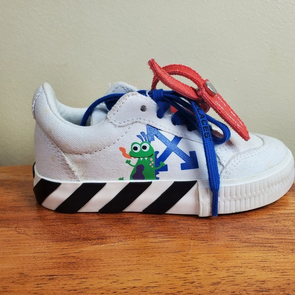 Kids Off White Monster Virgil Abloh White Sneakers Zip Tie Vulcanized 26